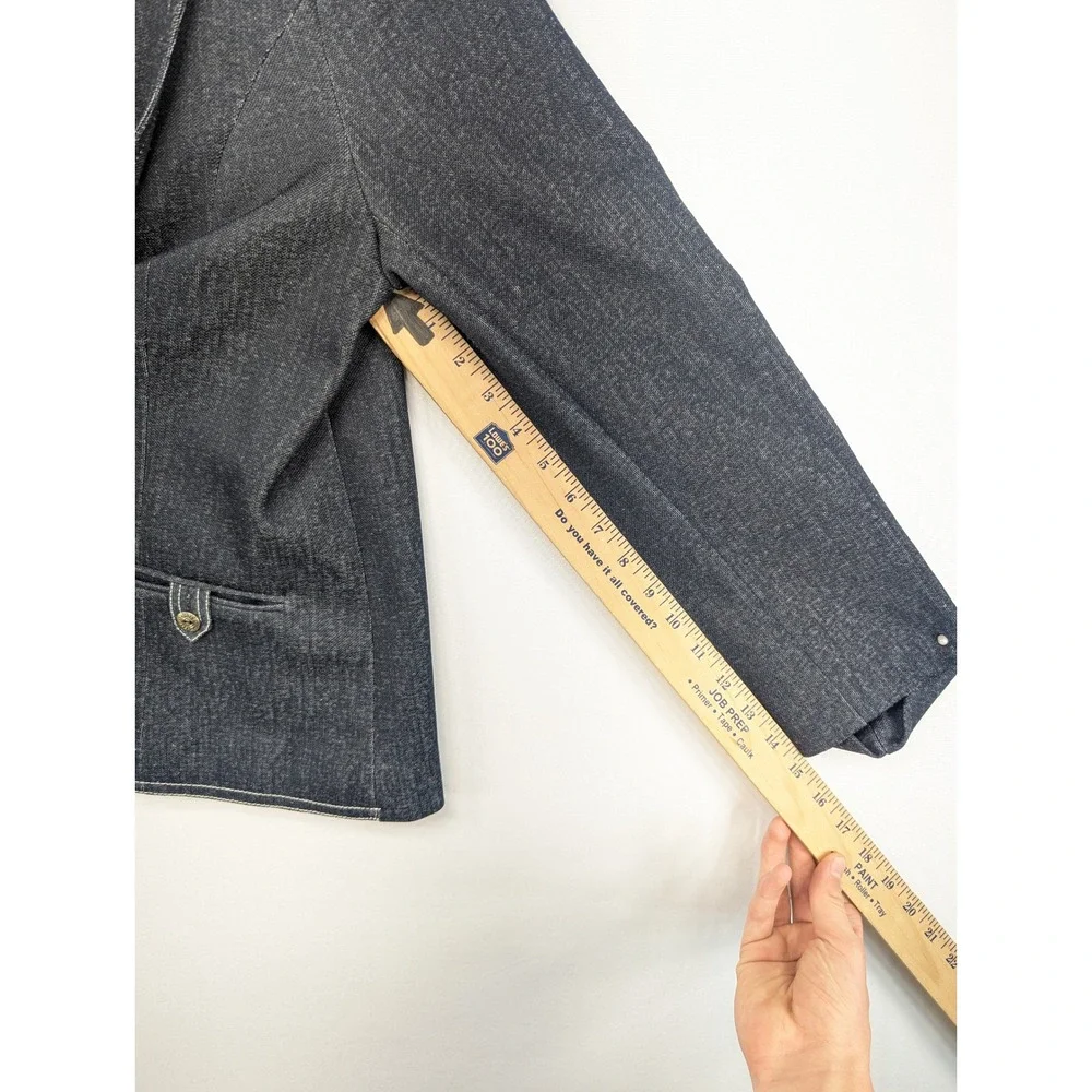 Donovan-Galvani of Dallas Vintage Dark Wash Denim Blazer Contrast Stitch Blue M